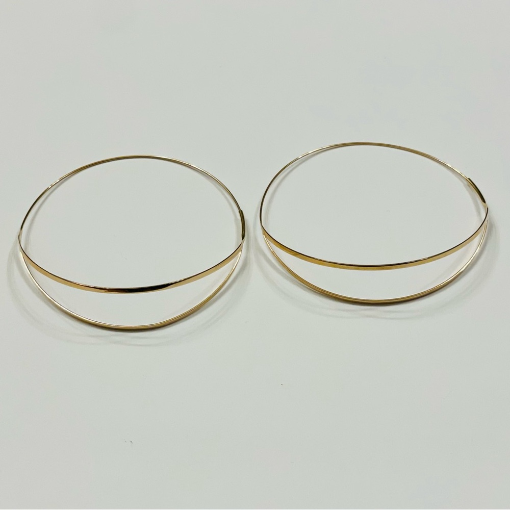 Lana Jewelry 14K yellow Gold Flirt Split hoops 3" long - Picture 4 of 16